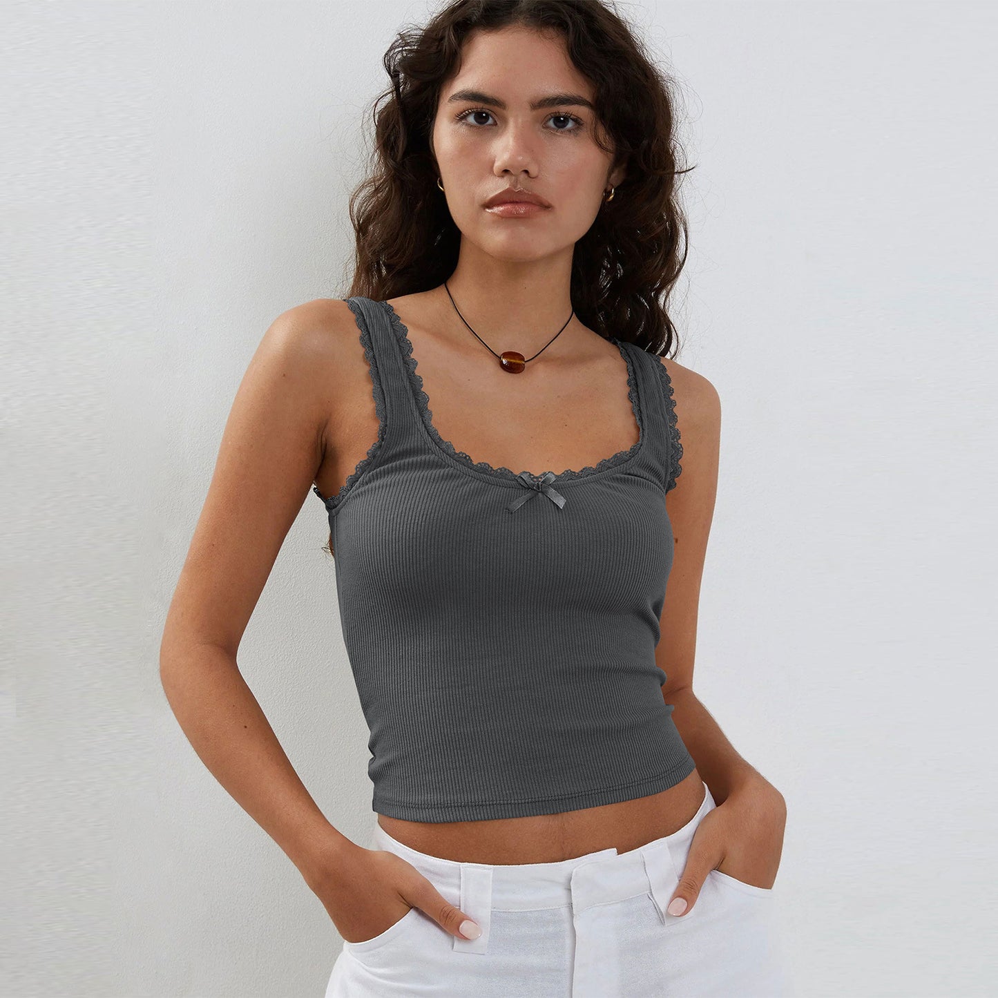 European and American women's clothing Spice Girls suspender vest new lace pure desire wind top bottoming knitted sweater fashion