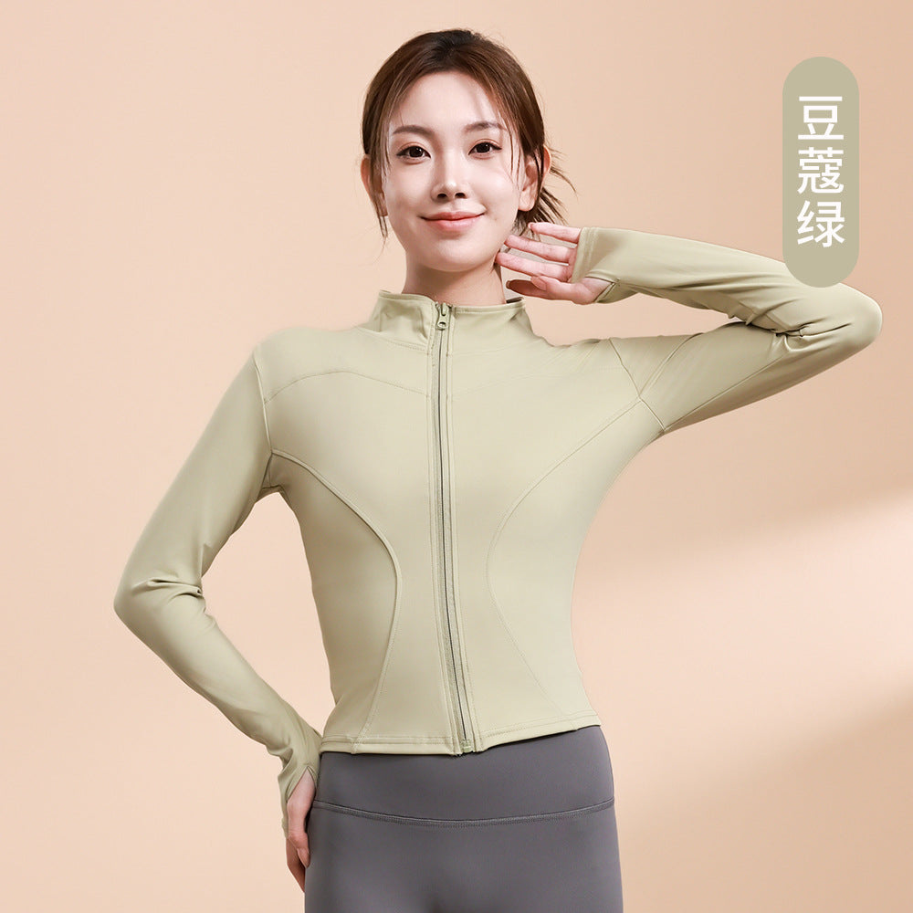 New outdoor dry slim women long-sleeved sweat-absorbing sunscreen jacket high waist elastic pants fitness sports yoga suit set