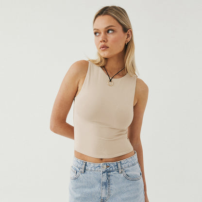 European and American women's clothing new women's sexy off-the-button sleeveless tight bottoming shirt, crew neck I-shaped vest, fashionable age reduction for outer wear