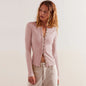 Fashion Hot Sale 2025 Women's Long Sleeve Crew Neck Button Ribbed Solid Color Autumn and Winter Warm Cardigan Jacket Women