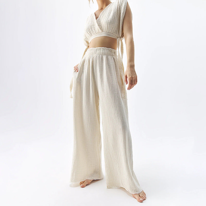 Double-layer Gauze Casual Mopping Pants Women