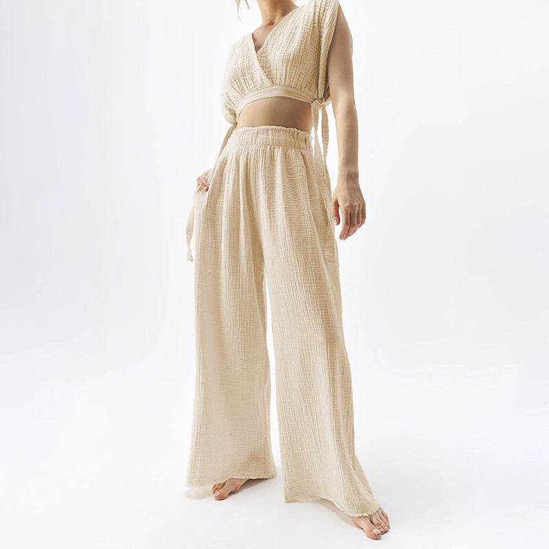 Double-layer Gauze Casual Mopping Pants Women