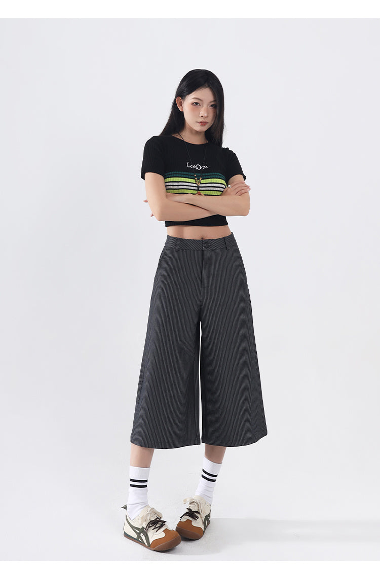 Spring And Summer Straight Striped Pants For Women