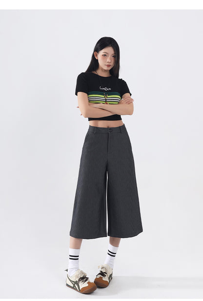 Spring And Summer Straight Striped Pants For Women