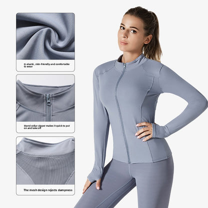 Summer Sportswear, High Waist Skinny Yoga Jacket - Breathable Long Sleeve Running Fitness Clothing