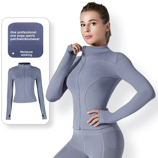 Autumn Winter Workout Quick Dry Sun Protection Women's Tight Yoga Jacket High Elasticity Breathable for Running Fitness