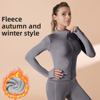 Autumn Winter Workout Quick Dry Sun Protection Women's Tight Yoga Jacket High Elasticity Breathable for Running Fitness
