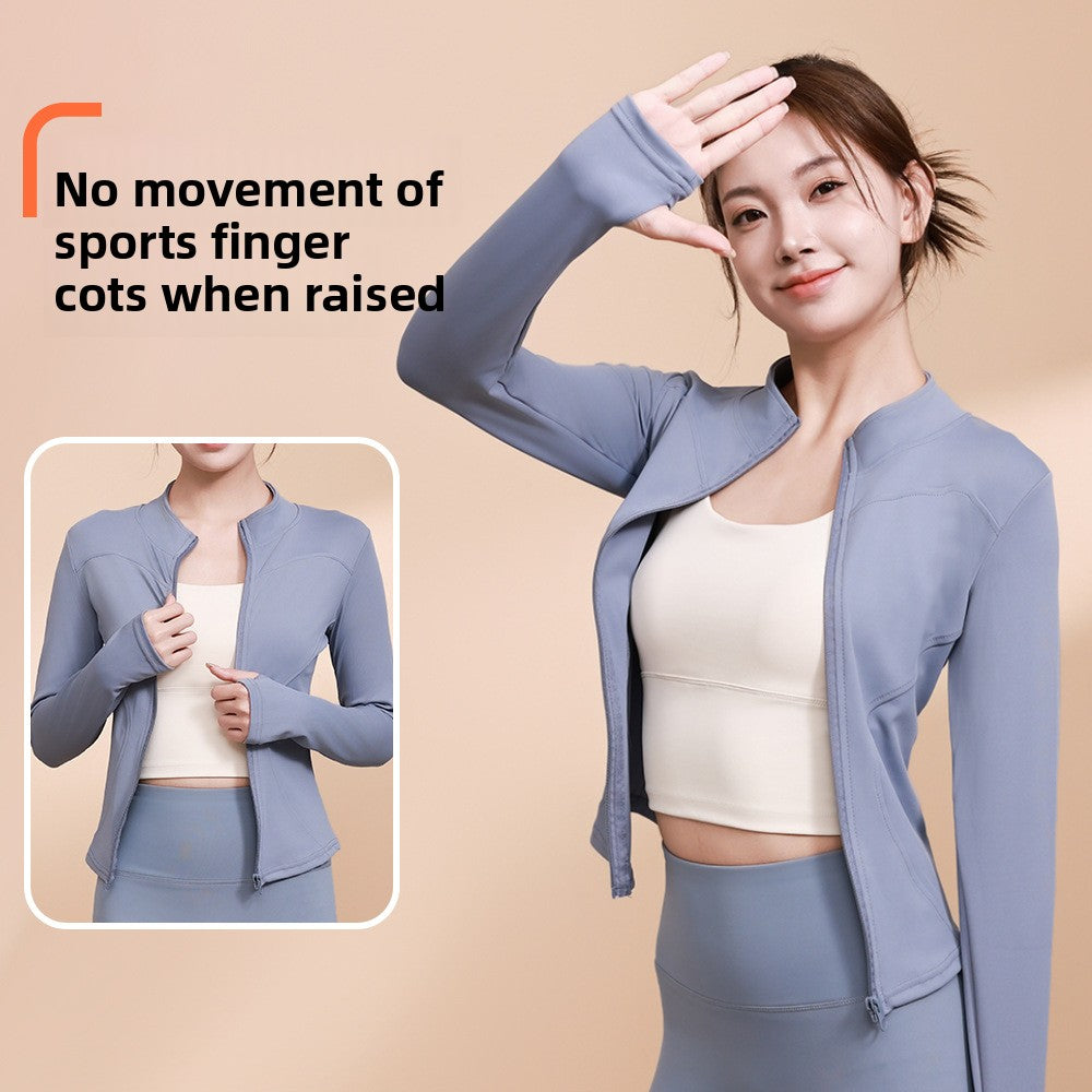 Autumn Winter Workout Quick Dry Sun Protection Women's Tight Yoga Jacket High Elasticity Breathable for Running Fitness