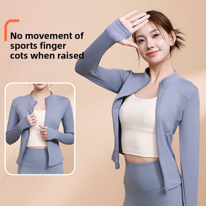 Autumn Winter Workout Quick Dry Sun Protection Women's Tight Yoga Jacket High Elasticity Breathable for Running Fitness