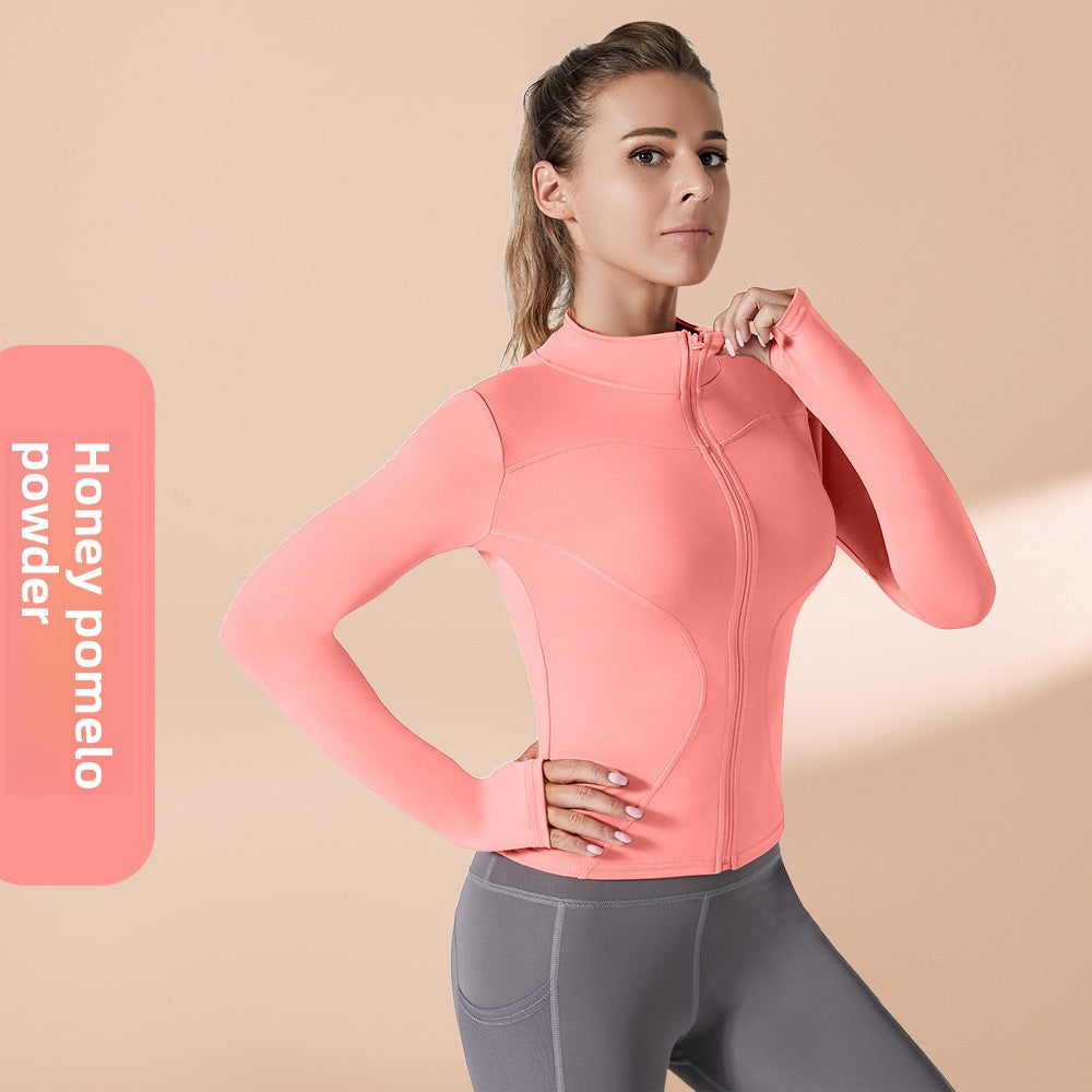 Autumn Winter Workout Quick Dry Sun Protection Women's Tight Yoga Jacket High Elasticity Breathable for Running Fitness
