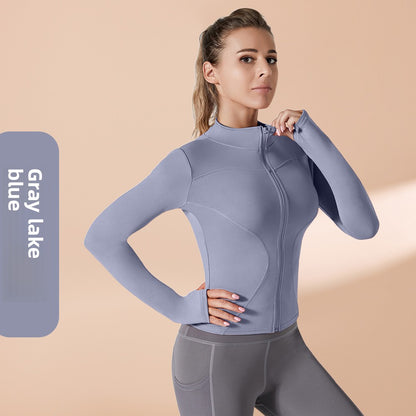 Autumn Winter Workout Quick Dry Sun Protection Women's Tight Yoga Jacket High Elasticity Breathable for Running Fitness