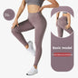 New outdoor dry slim women long-sleeved sweat-absorbing sunscreen jacket high waist elastic pants fitness sports yoga suit set