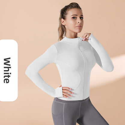 Autumn Winter Workout Quick Dry Sun Protection Women's Tight Yoga Jacket High Elasticity Breathable for Running Fitness