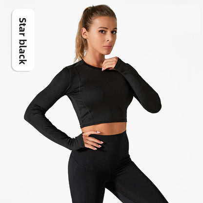 Women Summer Long Sleeve Quick Dry Yoga Set Fitness Running Top Pants Workout Clothes