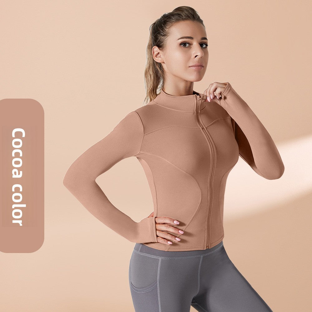 Autumn Winter Workout Quick Dry Sun Protection Women's Tight Yoga Jacket High Elasticity Breathable for Running Fitness