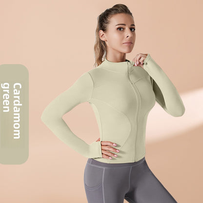 Autumn Winter Workout Quick Dry Sun Protection Women's Tight Yoga Jacket High Elasticity Breathable for Running Fitness