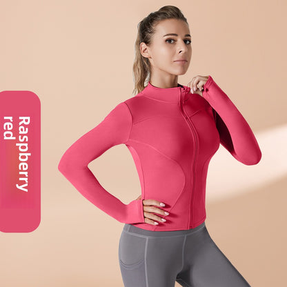 Autumn Winter Workout Quick Dry Sun Protection Women's Tight Yoga Jacket High Elasticity Breathable for Running Fitness