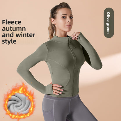 Autumn Winter Workout Quick Dry Sun Protection Women's Tight Yoga Jacket High Elasticity Breathable for Running Fitness