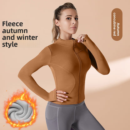 Autumn Winter Workout Quick Dry Sun Protection Women's Tight Yoga Jacket High Elasticity Breathable for Running Fitness