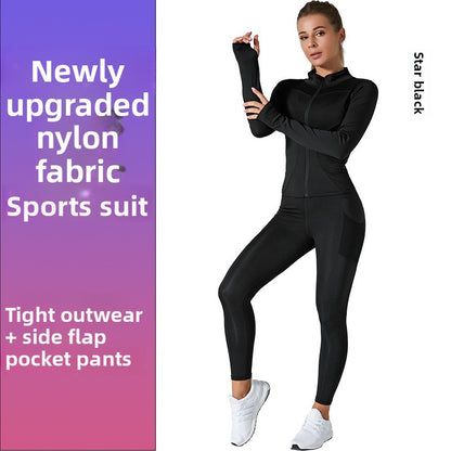 Autumn Winter Workout Quick Dry Sun Protection Women's Tight Yoga Jacket High Elasticity Breathable for Running Fitness